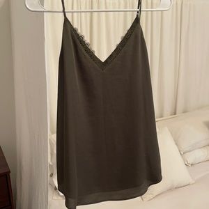 Silky lace green tank